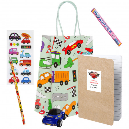 Cars bolsa com detalhes e guloseimas para festa infantil