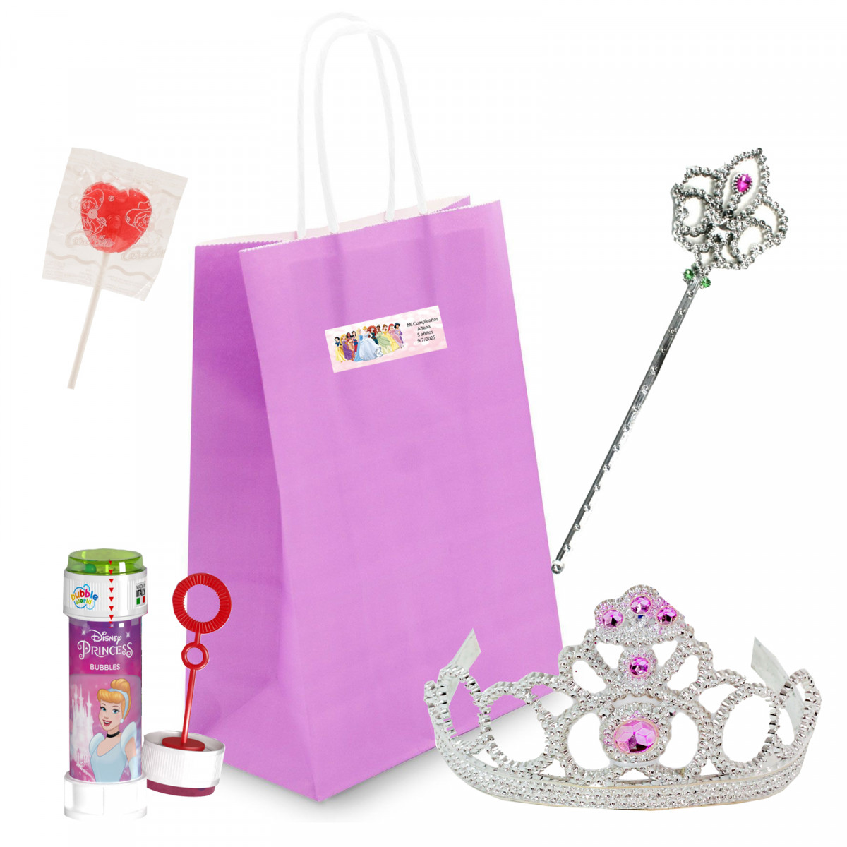 Bolsas de princesa personalizadas com detalhes para meninas