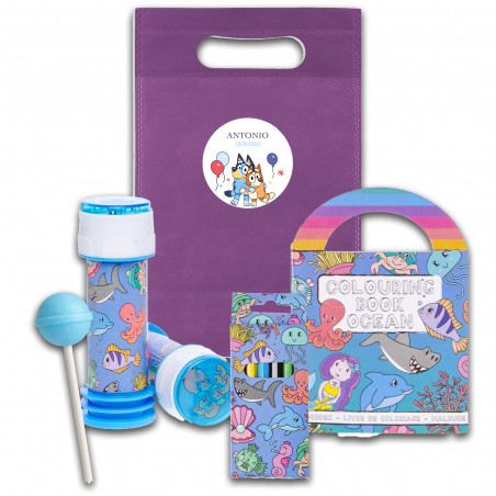 Bluey e bingo pacote com presentes divertidos marinhos