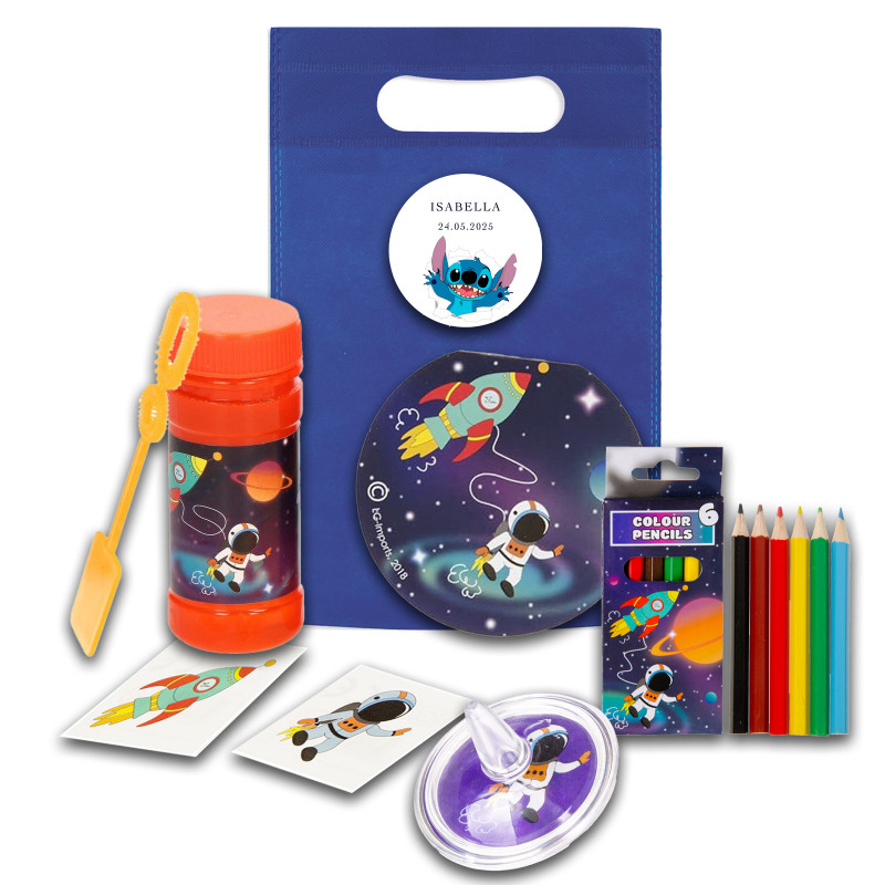 Stitch bolsa com presentes para crianças espaciais