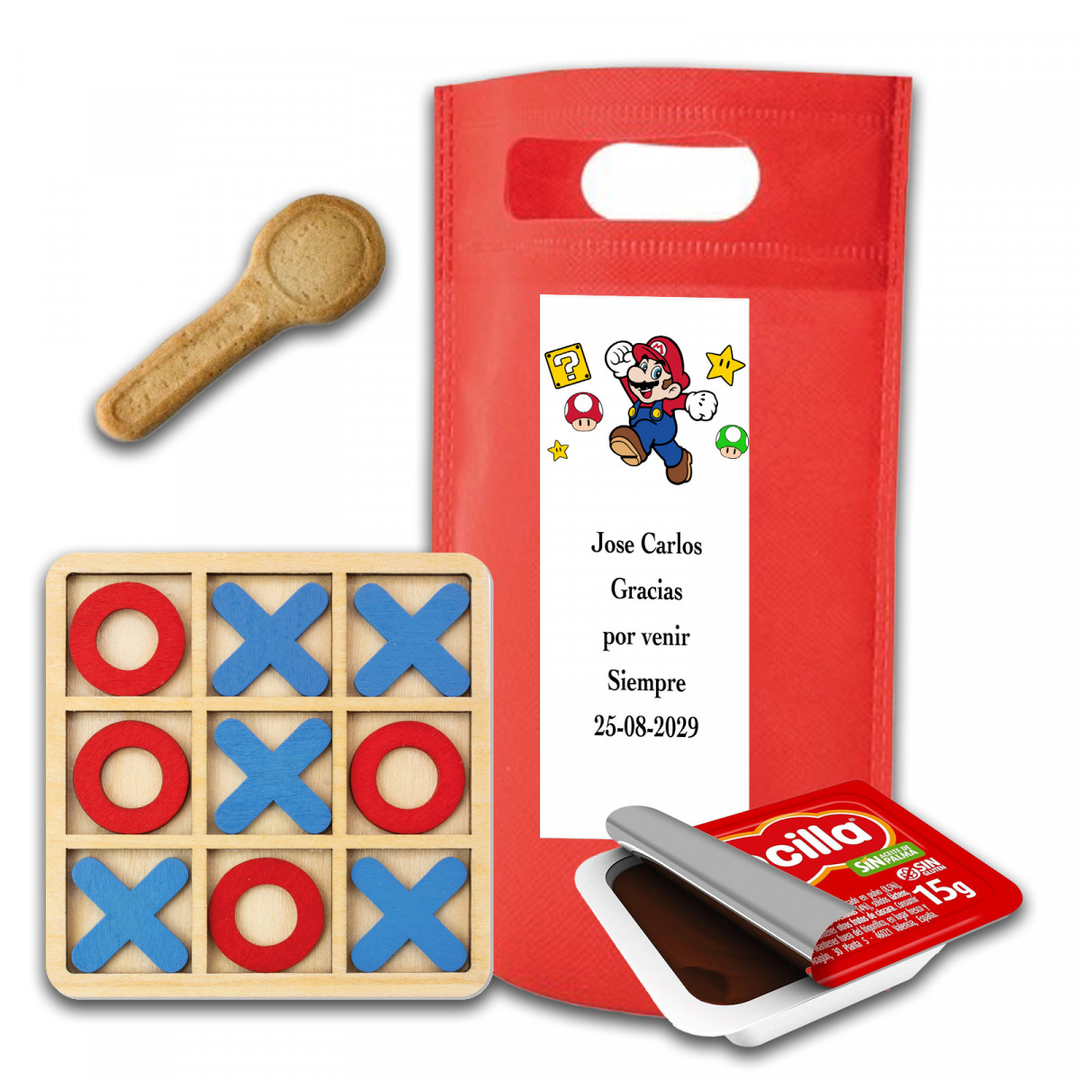 Mario bros jogo da velha com nocilla e biscoito