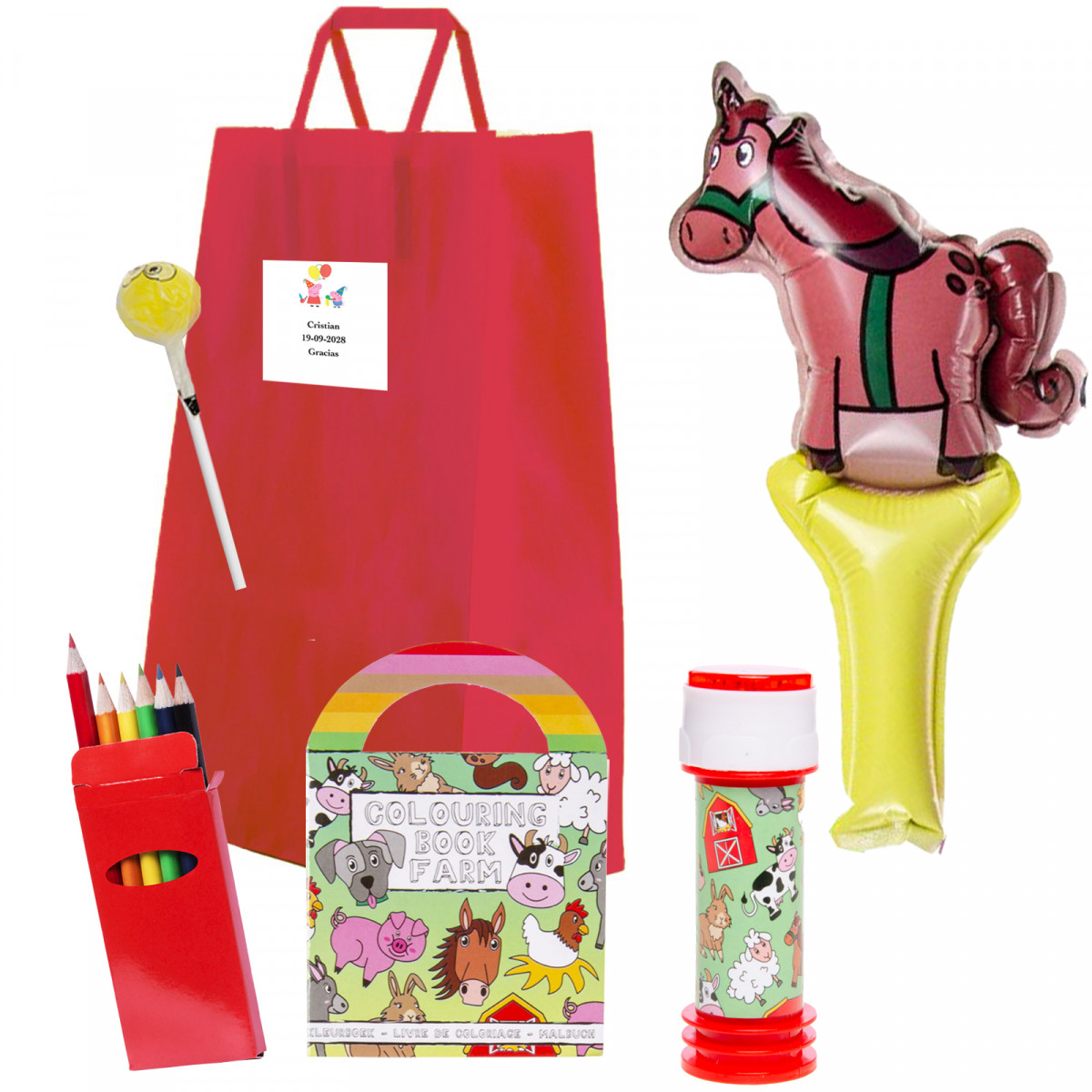 Bolsa Peppa Pig com livro para pintar, lápis e jogos