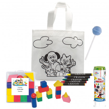 Quebra-cabeça geométrico Disney com pompero e bolsa para colorir