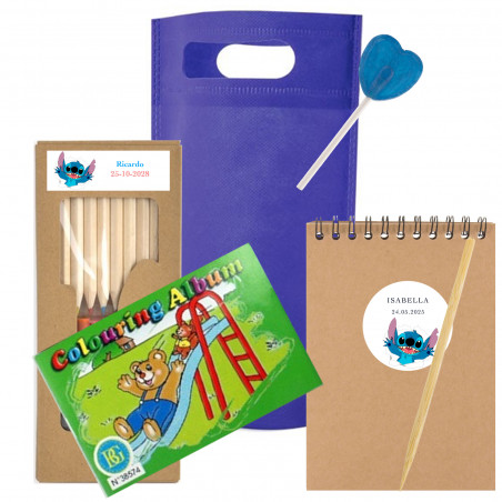 Conjunto Stitch com livro de colorir, lápis de cor e caderno Scrapy