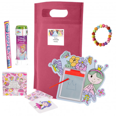 Pacote de princesas com lousa mágica, bolhas e doces