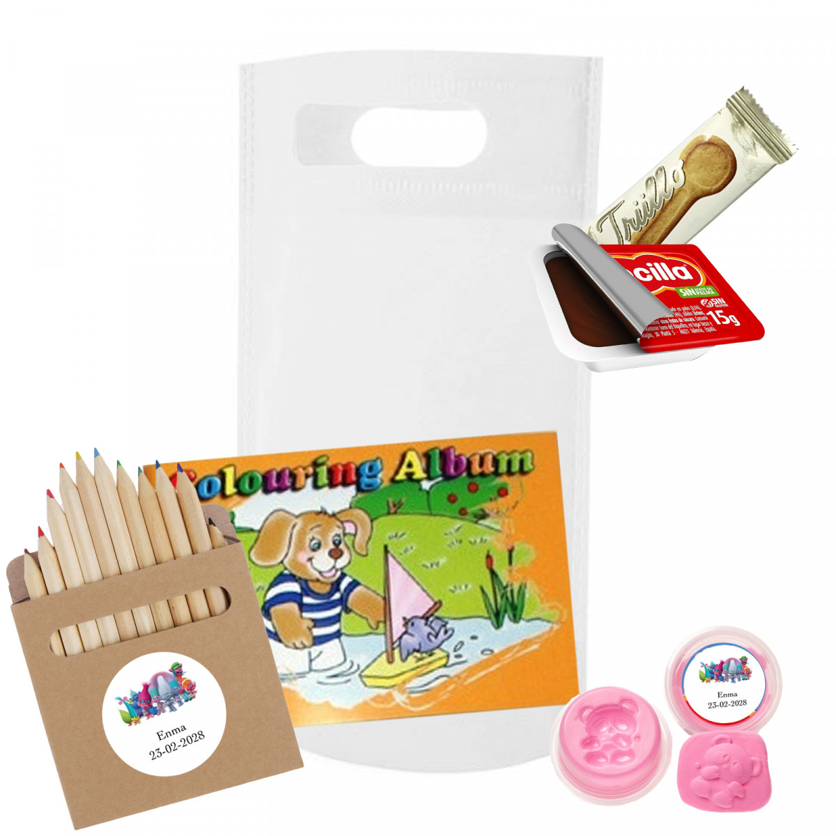Trolls livro lápis e massinha para presentear