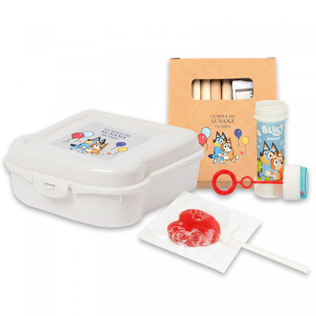 Pack personalizado de Bluey e Bingo ideal para celebrações infantis