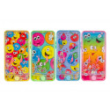 Emojis caixa de presente para convidados com jogos, adesivos e guloseimas.