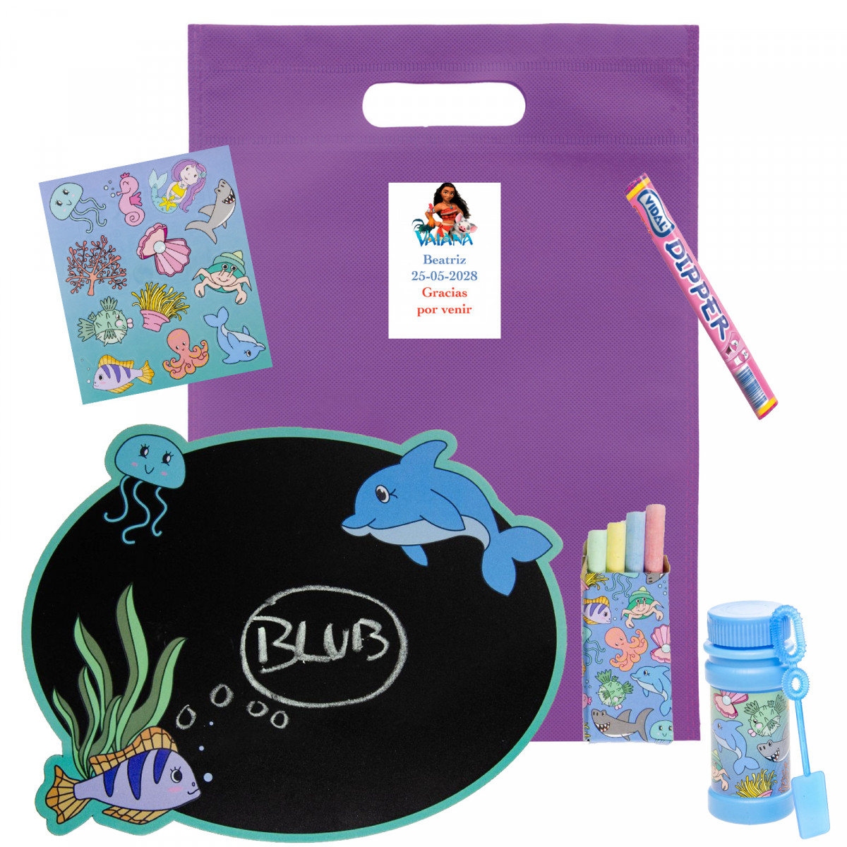 Vaiana Moana bolsa roxa personalizável com detalhes criativos