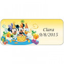 Pacote Disney com tangram de madeira, pompero Mickey 60 ml sortido e pirulito coração de morango. Bolsa vermelha non woven