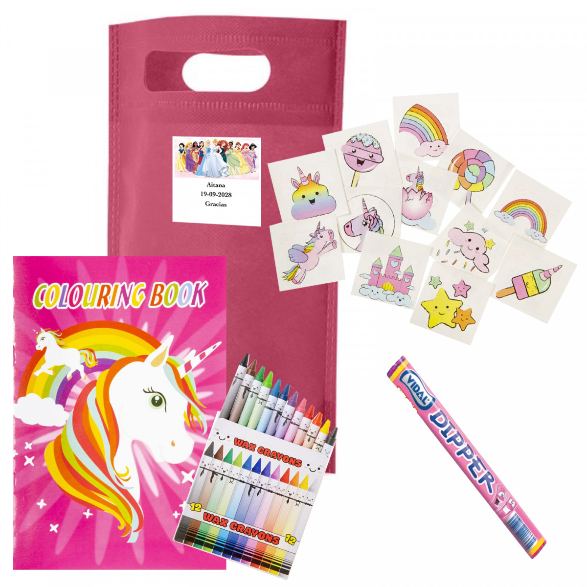 Princesas bolsa personalizada com presentes