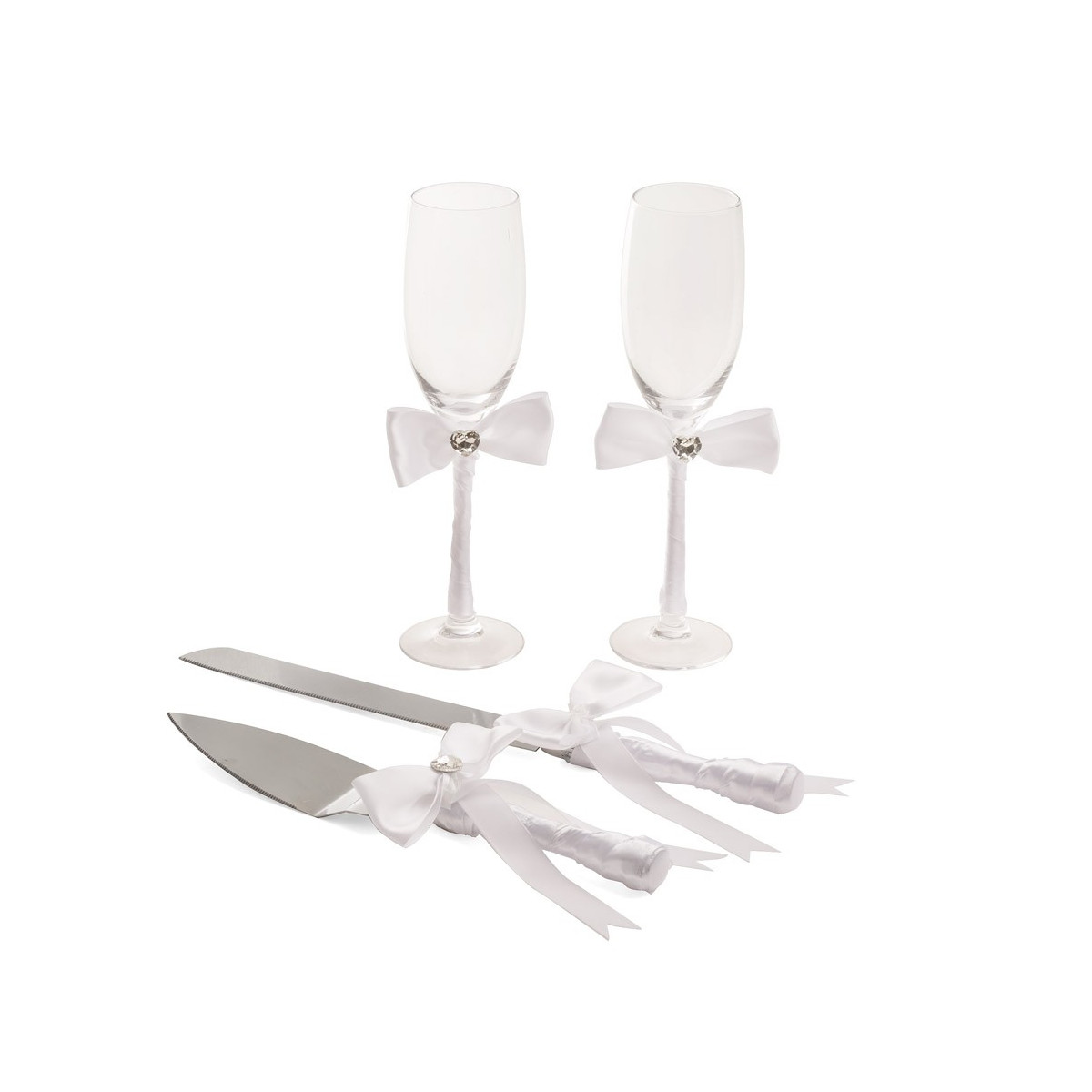 Copos, pála e faca para casamento