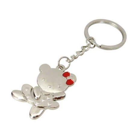 Chaveiro de ursinho de pelúcia em caixa de acetato personalizada com amêndoas açucaradas