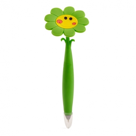 Caneta em formato engraçado para presente, formato de flor com rosto sorridente