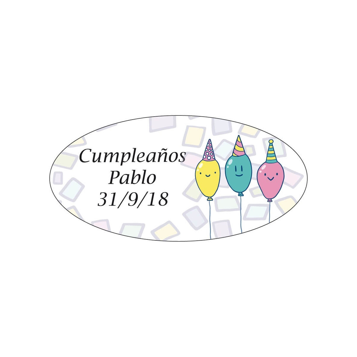 Etiqueta de aniversário para personalizar com nome e data