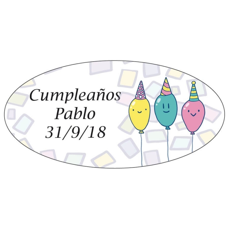Etiqueta de aniversário para personalizar com nome e data