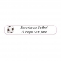 Caneta de acetato personalizada com adesivo de futebol e decorada com ráfia
