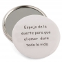Espelho de bolso branco com frase