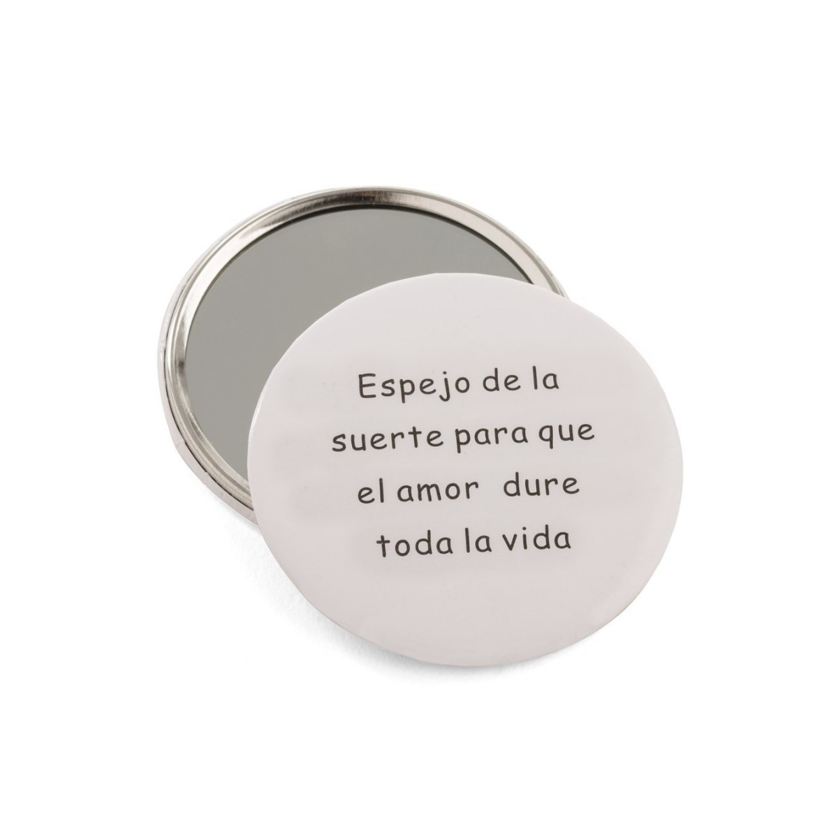 Espelho de bolso branco com frase