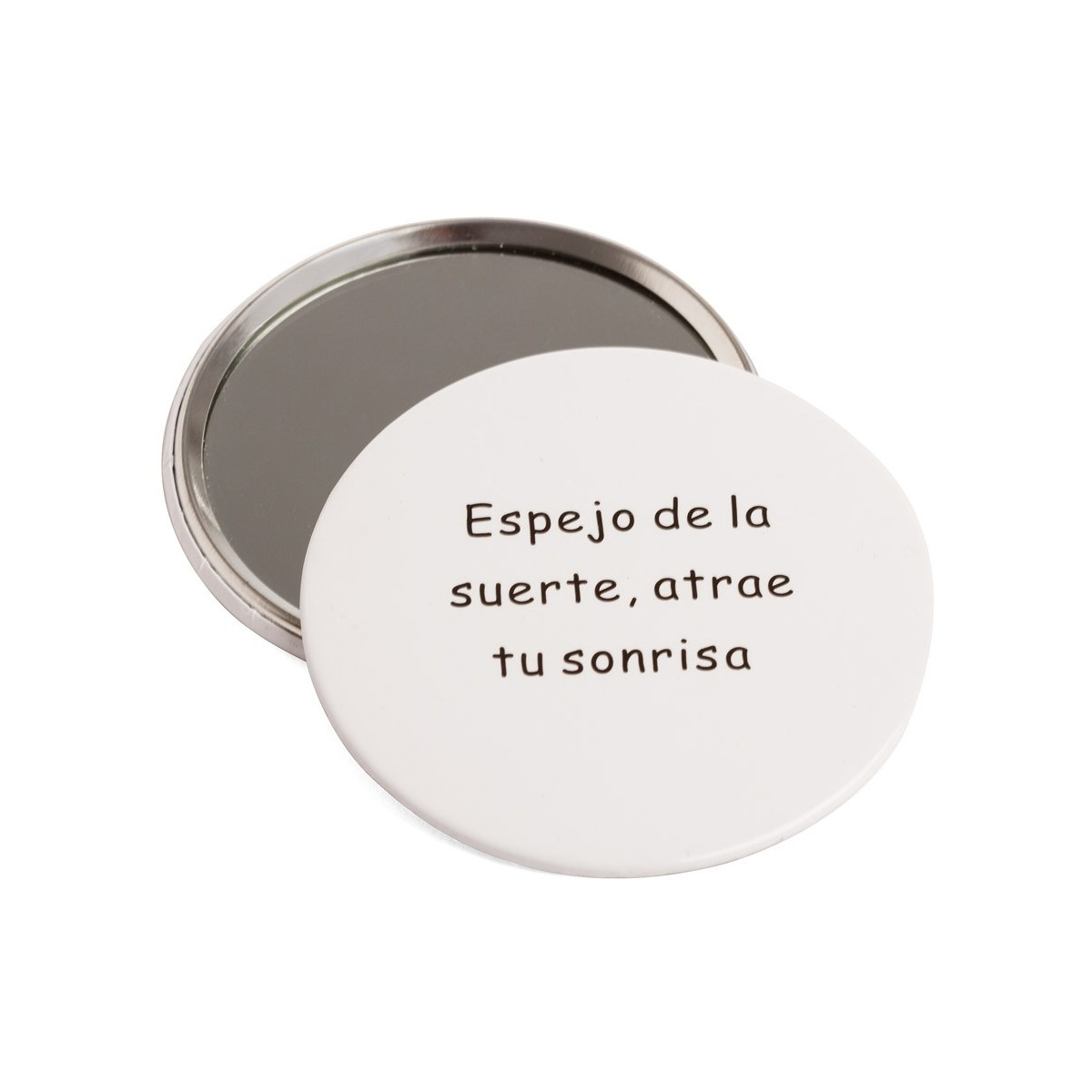Espelho de bolsa branco com frase