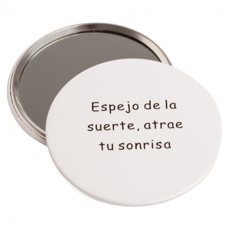 Espelho de bolsa branco com frase