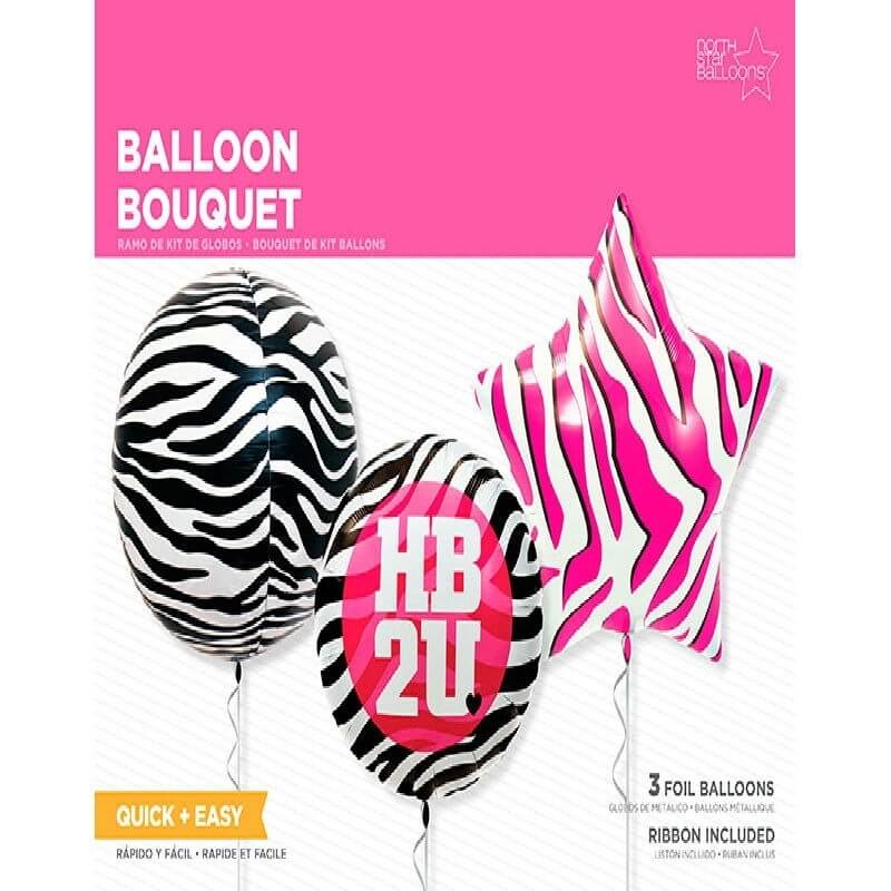 Bouquet de Balões Metálicos Zebra Decoração Original para Aniversário