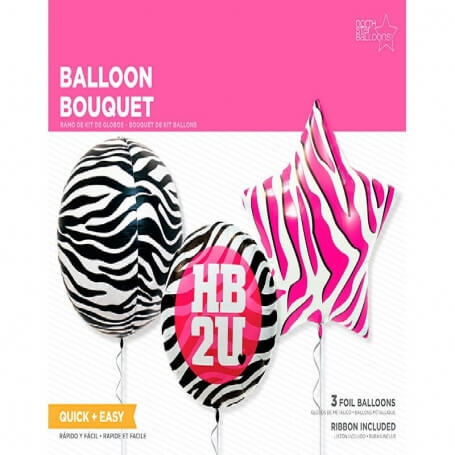 Bouquet de Balões Metálicos Zebra Decoração Original para Aniversário