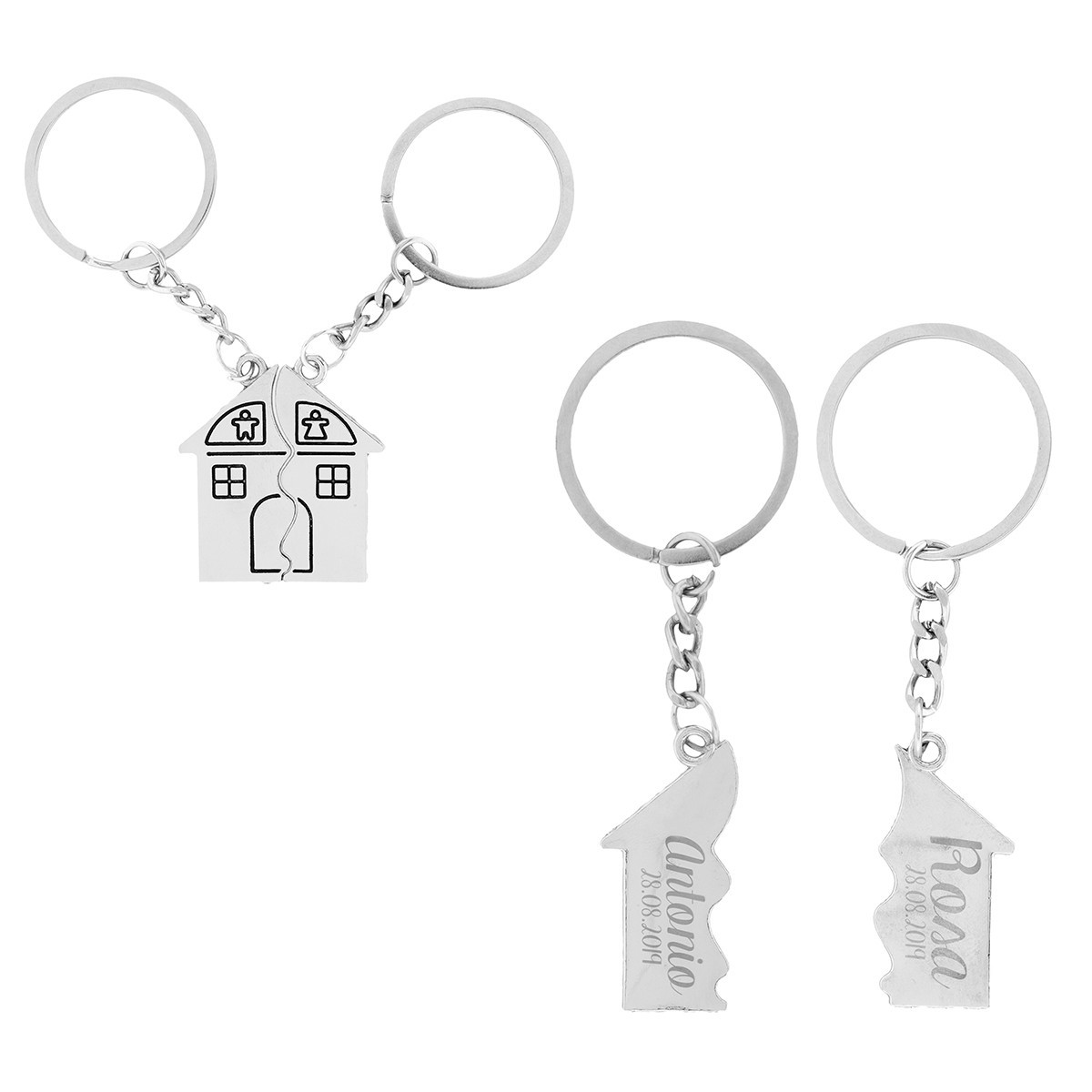 Chaveiros personalizados para casa dividida