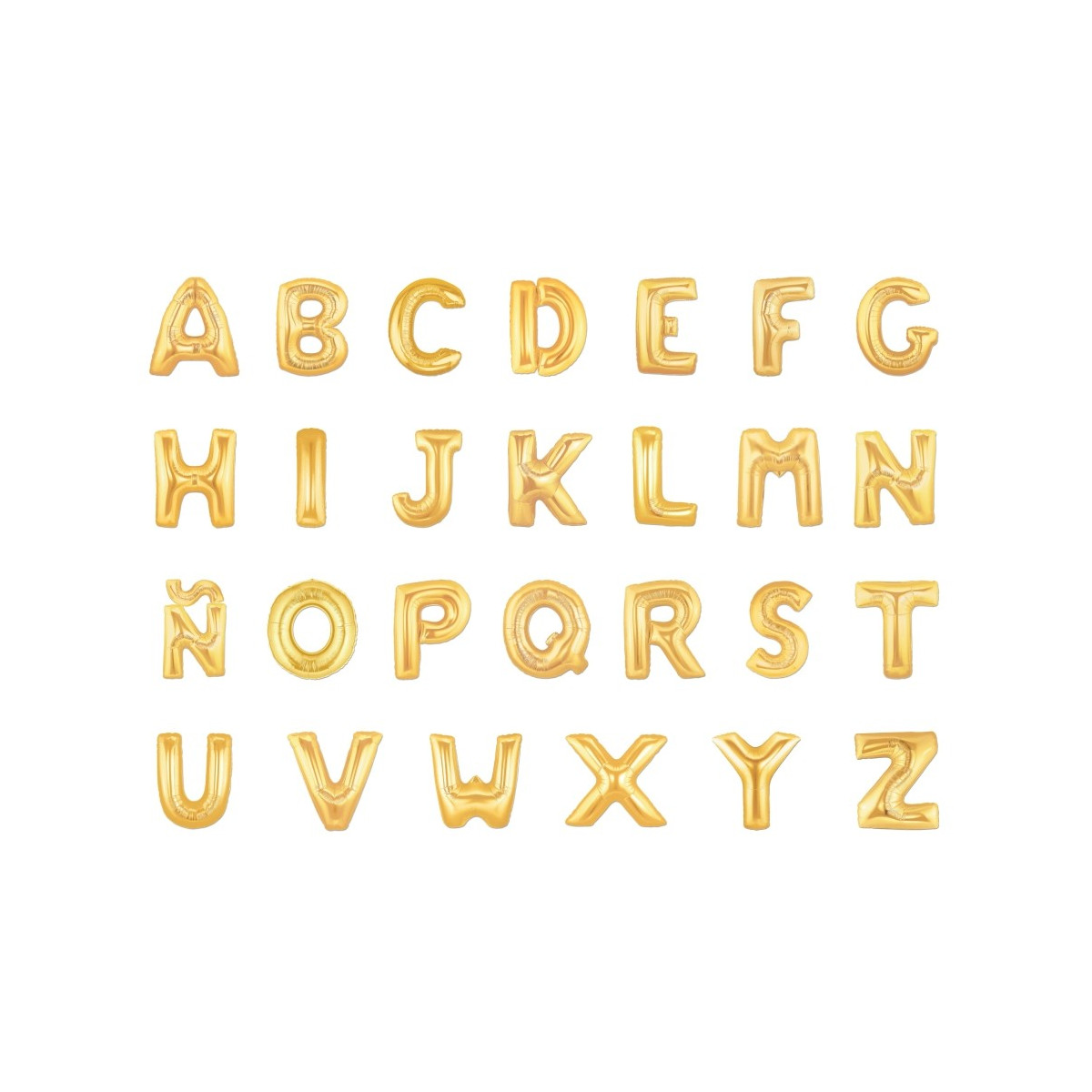 Balões de letras douradas