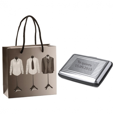 Porta-cartões de metal gravado para presente personalizado