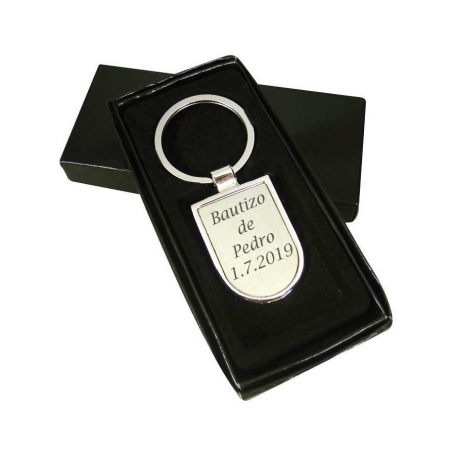Chaveiro prateado personalizado para batizado