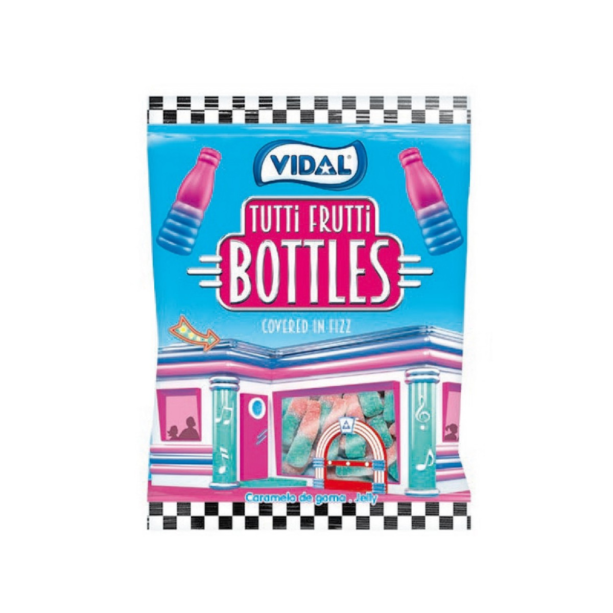 Tutti frutti flavour candy bottles