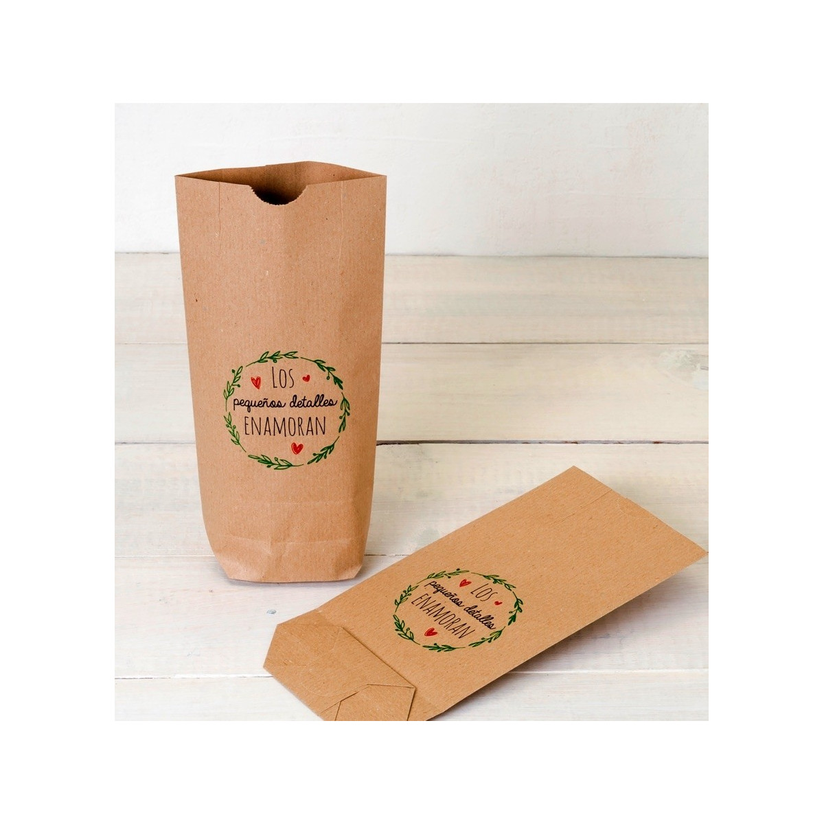 Bolsa kraft enamora vermelho