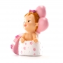 Figura de Bebê em Caixa com Laço Lembrança de Batizado para Menina