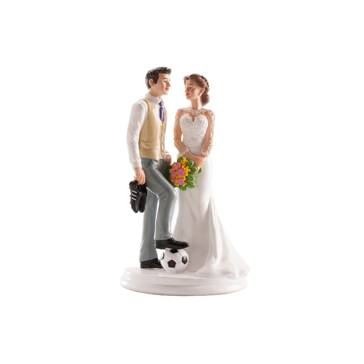 Figurinha casal de noivos futebol para bolo de casamento originais