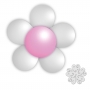 Pacote de balões de flores brancas e rosa